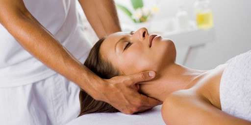 Woman having a neck massage
